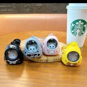 Cute bear schoolbag night light keychain bag pendant